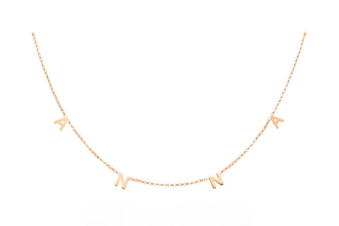 Yellow Gold Lily 4 Letter Necklace