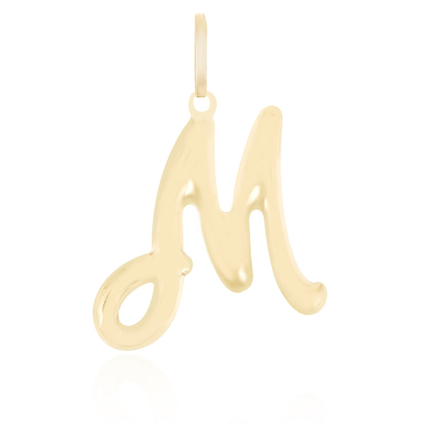 10K Yellow gold high polish script initial pendant